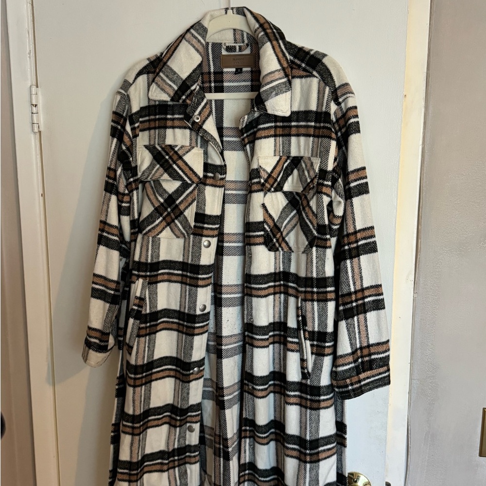 Blank NYC Plaid Trench Coat